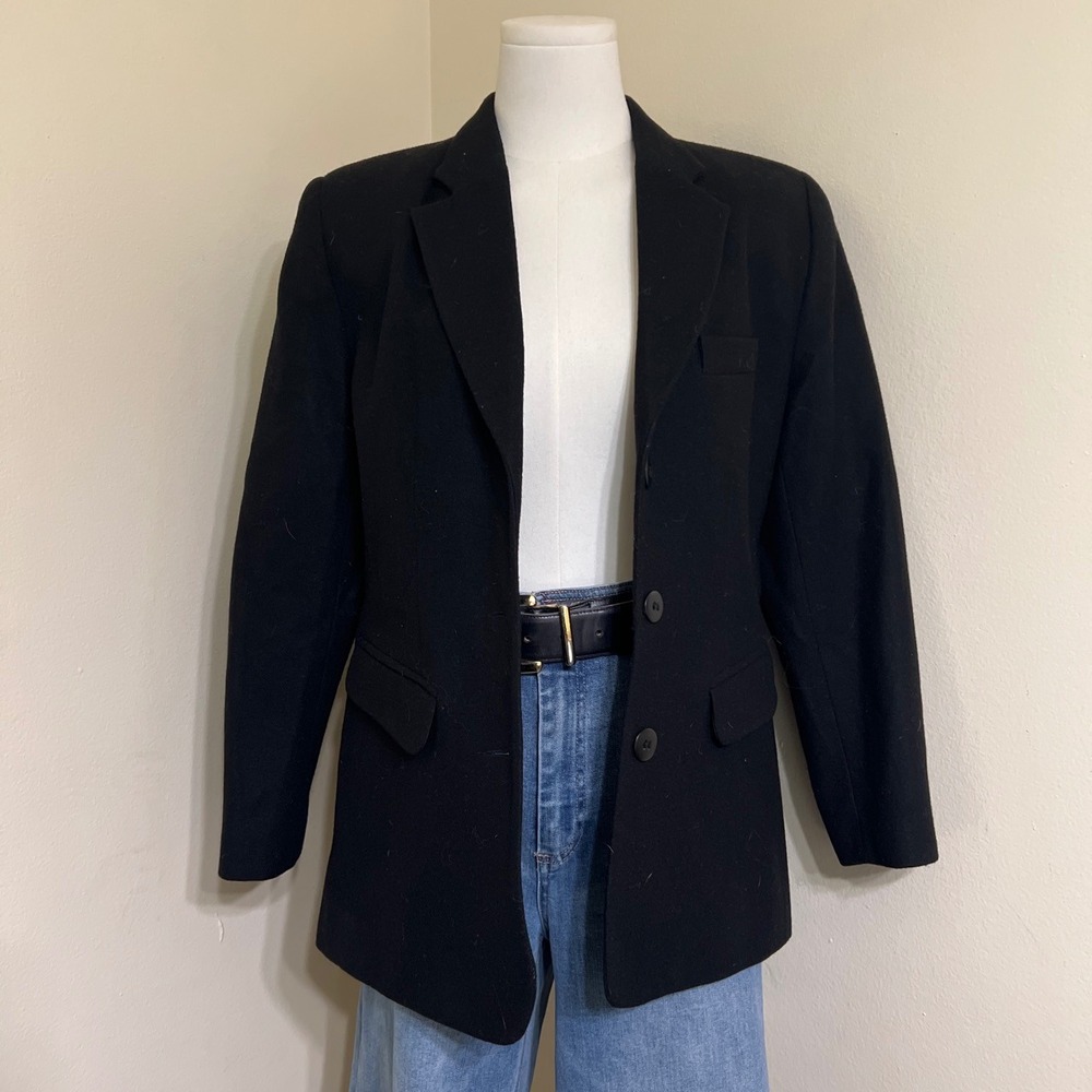 Norton McNaughton Petite Black Wool Blazer Jacket 10P Three Button Professional